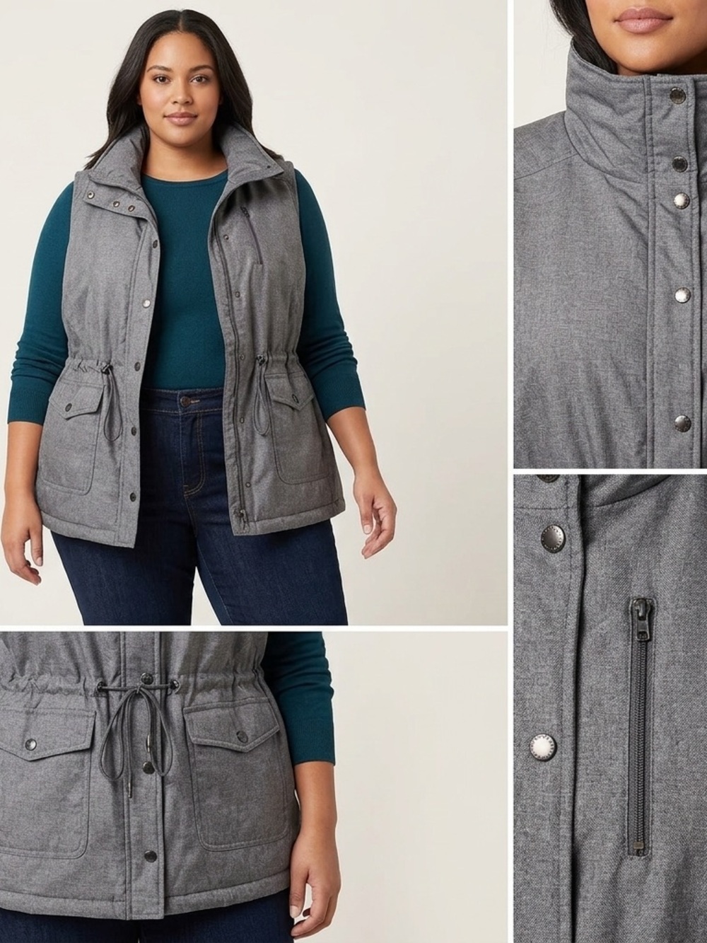 Gorpcore Cabincore Cargo Vest Kim Rogers Gray Quilted Drawstring Utility Minimal